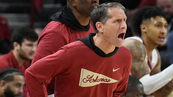 Razorbacks coach Eric Musselman against Abilene Christian on Thursday night